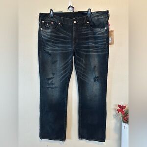 True Religion Ebgd Moonlight Marble Ripped Straight Flap Red Orange Sn Size 46